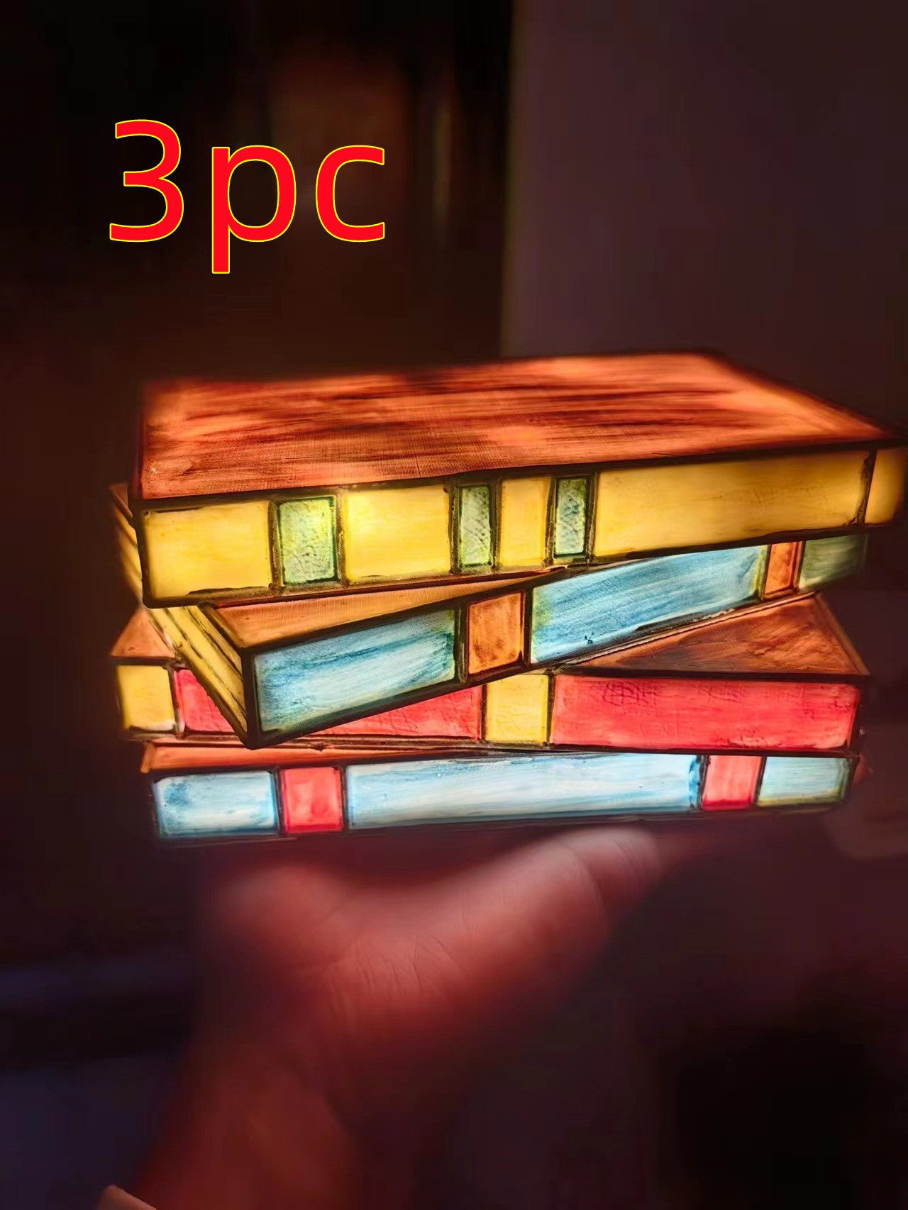Multicolored Stained Glass Book Lamp - Artistic & Eco-Friendly Table Lighting