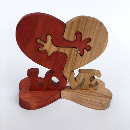 Eco-Friendly Wooden Heart Desktop Ornament