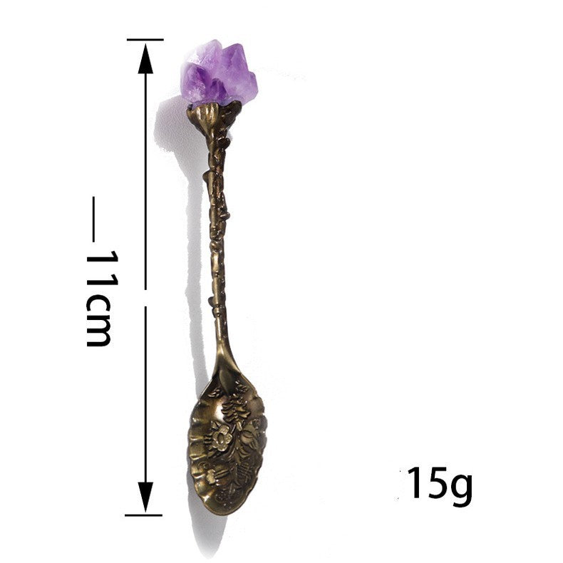Amethyst Tooth Brass Spoon for Eco-Friendly Oral Care