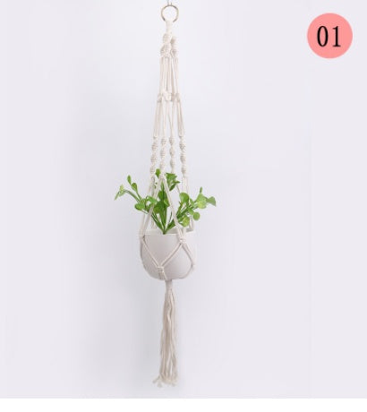 Eco-Friendly Macramé Plant Hangers - Natural Off-White Cotton