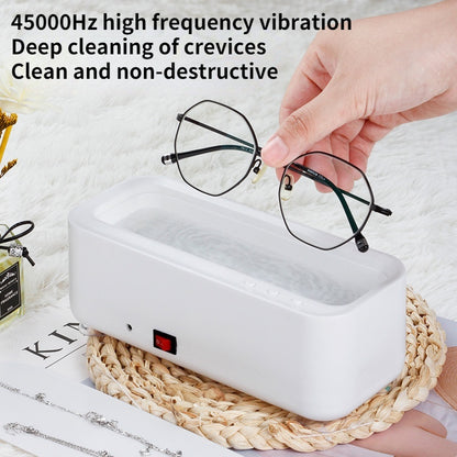 Ultrasonic Eyeglasses Cleaner in White, Rectangular Shape
