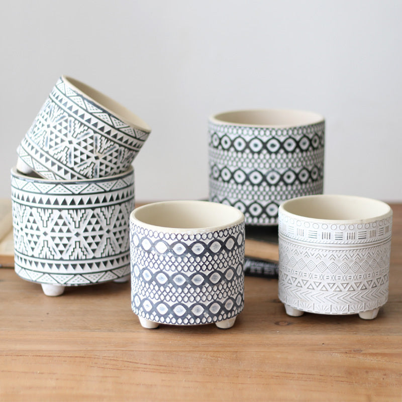 Eco-Friendly Ceramic Planters with Geometric Designs