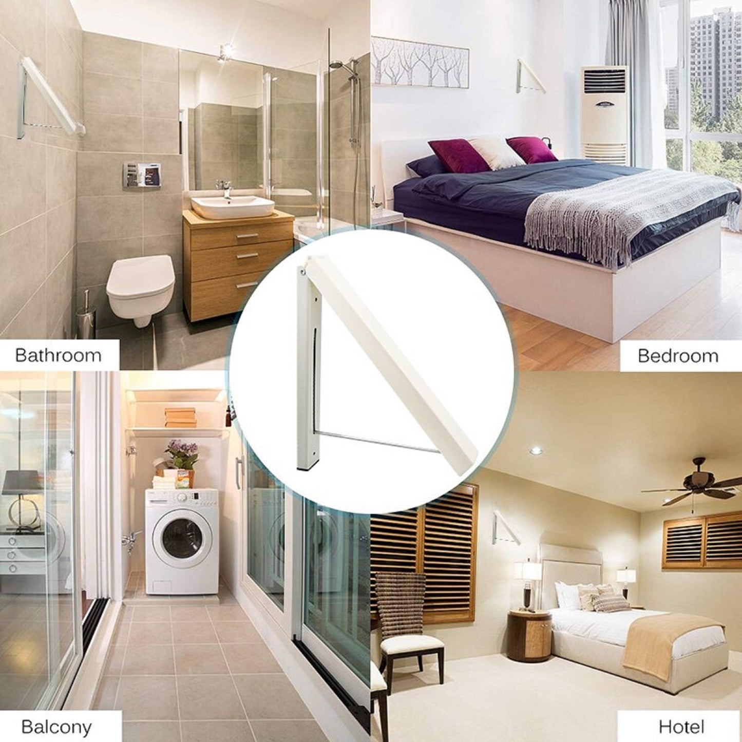 Space-Saving Folding Retractable Clothes Rack - Wall-Mounted, White