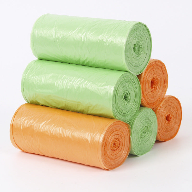 Eco-Friendly Biodegradable Trash Bags - Cornstarch-Based, Green & Orange