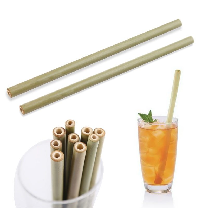 Light green reusable bamboo straws, eco-friendly and biodegradable