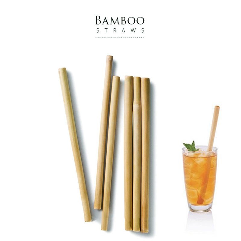 Eco-Friendly Reusable Bamboo Straws - Light Green, Sustainable & Biodegradable