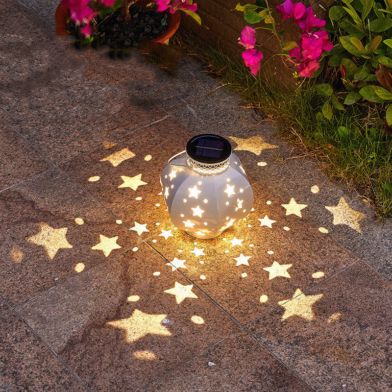 Solar-Powered Star Lantern with White Round Design