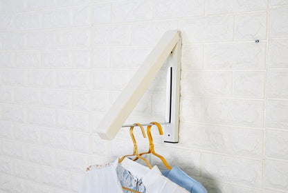 Space-Saving Folding Retractable Clothes Rack - Wall-Mounted, White