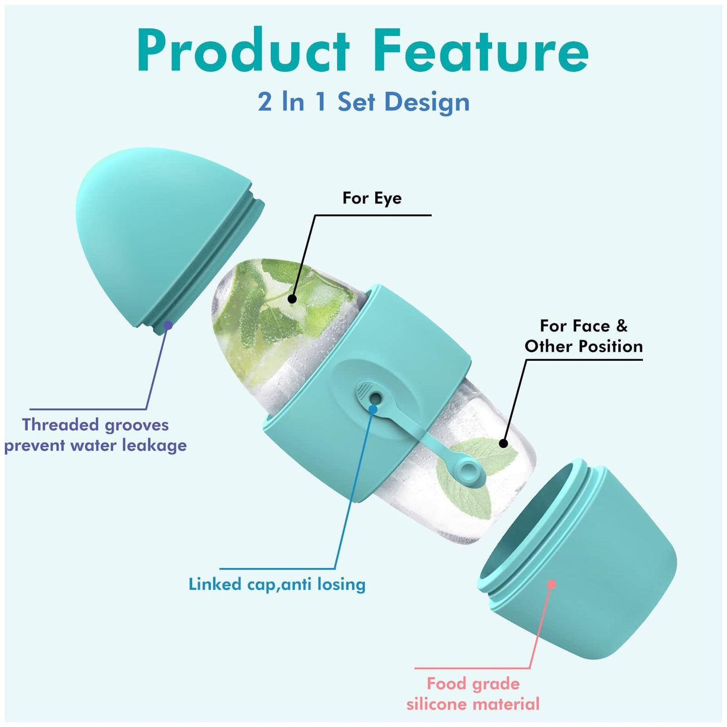 2 in 1 Ice Roller for Face And Eyes - Skin Firming & Cooling Facial Massage Tool