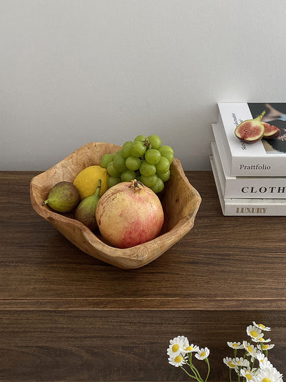 Eco-Friendly Large Capacity Wooden Snack & Fruit Bowl
