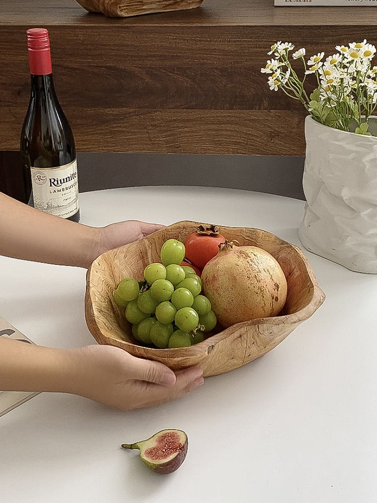 Eco-Friendly Large Capacity Wooden Snack & Fruit Bowl