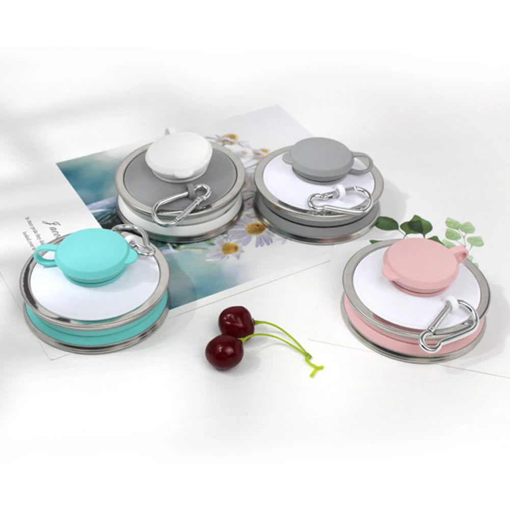 Light Blue Collapsible Silicone Water Bottle - Eco-Friendly & Space-Saving