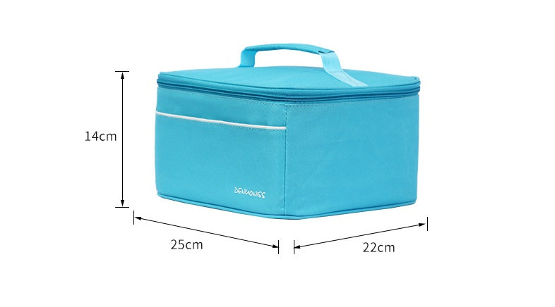 Eco-Friendly Picnic Bag - Blue Canvas with Brown Accents