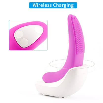 Eco-Friendly Electric Facial Cleansing Brush - Silicone Bristles, Rechargeable, Pink/Blue/Purple
