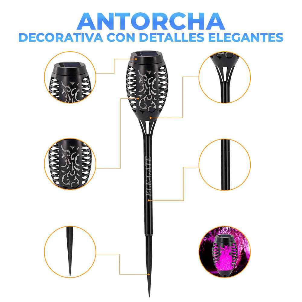 Solar-Powered Outdoor Torch Light with Decorative Cutouts