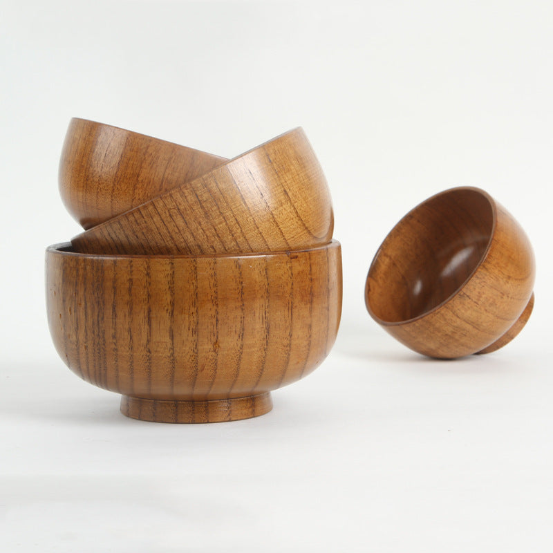 Eco-Friendly Wooden Bowls and Cup Set - Natural, Stackable, Biodegradable
