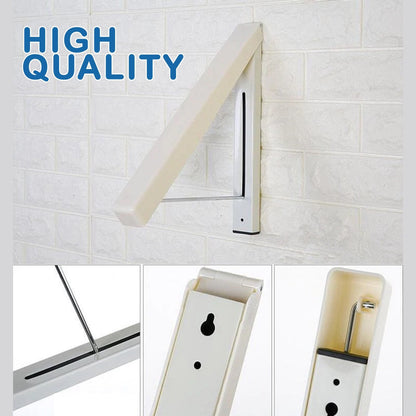 Space-Saving Folding Retractable Clothes Rack - Wall-Mounted, White