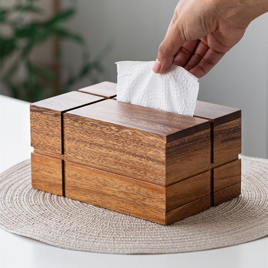Natural Wood Tissue Box Cover - Eco-Friendly Home Accessory