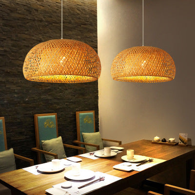 Eco-Friendly Dome-Shaped Bamboo Pendant Light