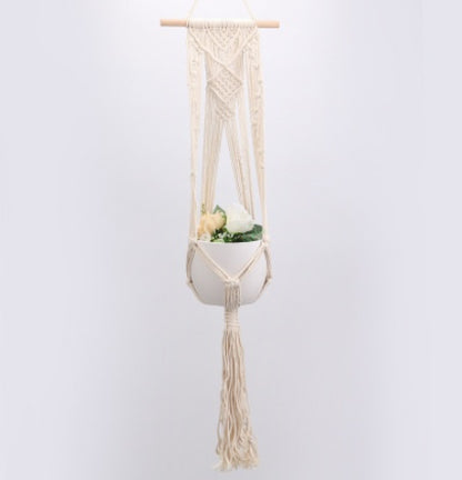 Eco-Friendly Macramé Plant Hangers - Natural Off-White Cotton