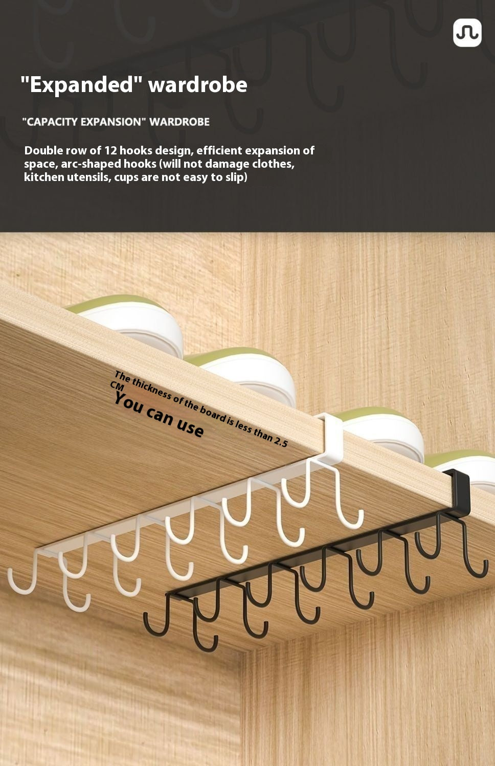 Kitchen Cabinet Hanging Iron Hook Organizer
