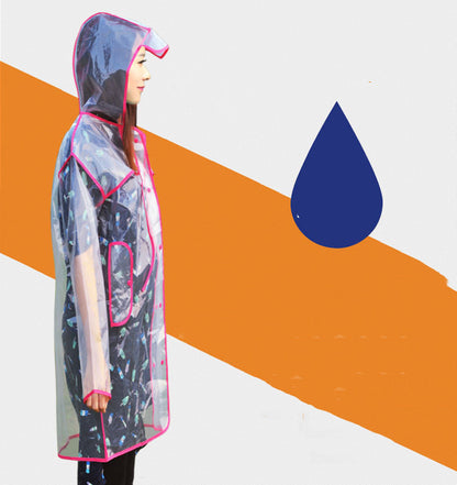 Transparent eco-friendly raincoat with pink trim