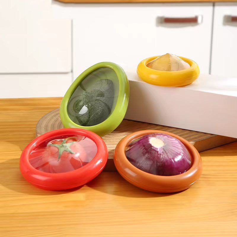 Reusable Silicone Food Savers in Red, Green, Yellow, and Orange
