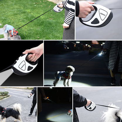 Retractable Dog Leash with Built-in Flashlight for Safe Night Walks