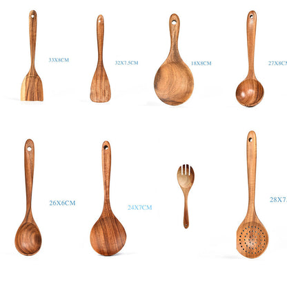 Eco-Friendly Wooden Kitchen Utensils Set - Sustainable & Durable