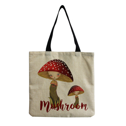 Cartoon Mushroom One Shoulder Reusable Tote Bag
