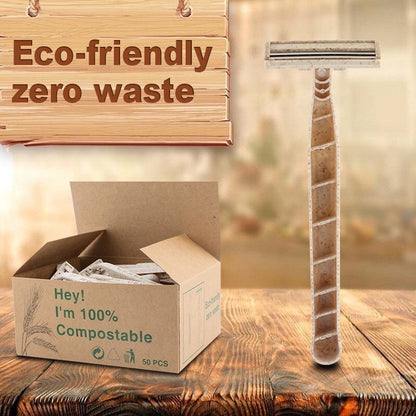 Eco-Friendly Bamboo Safety Razor with Natural Wood Tone