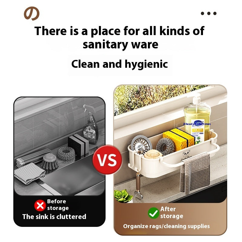 No-Drill Kitchen Sink Wall Storage Rack (Multifunctional Shelf)