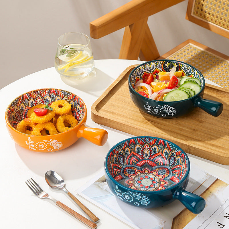 Eco-Friendly Multicolored Ceramic Salad & Dessert Bowls