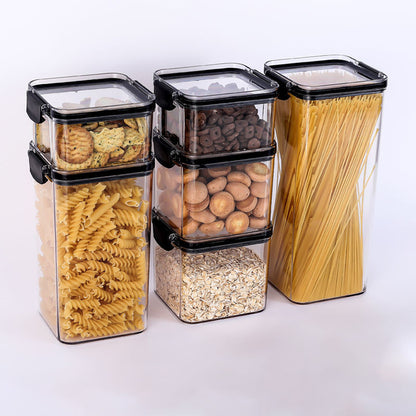 Eco-Friendly Stackable Storage Containers with Transparent Design and Black Lids