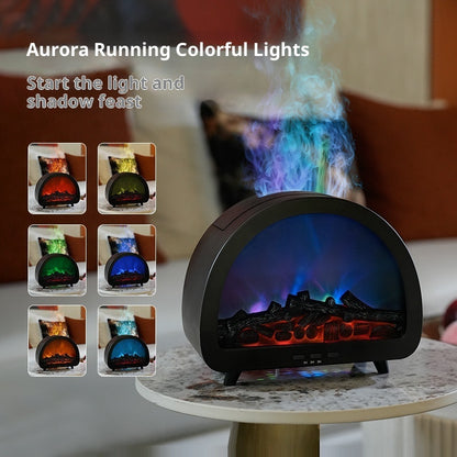 Fireplace Flame Aroma Diffuser – Remote Control Desktop Humidifier with Colorful Atmosphere Light