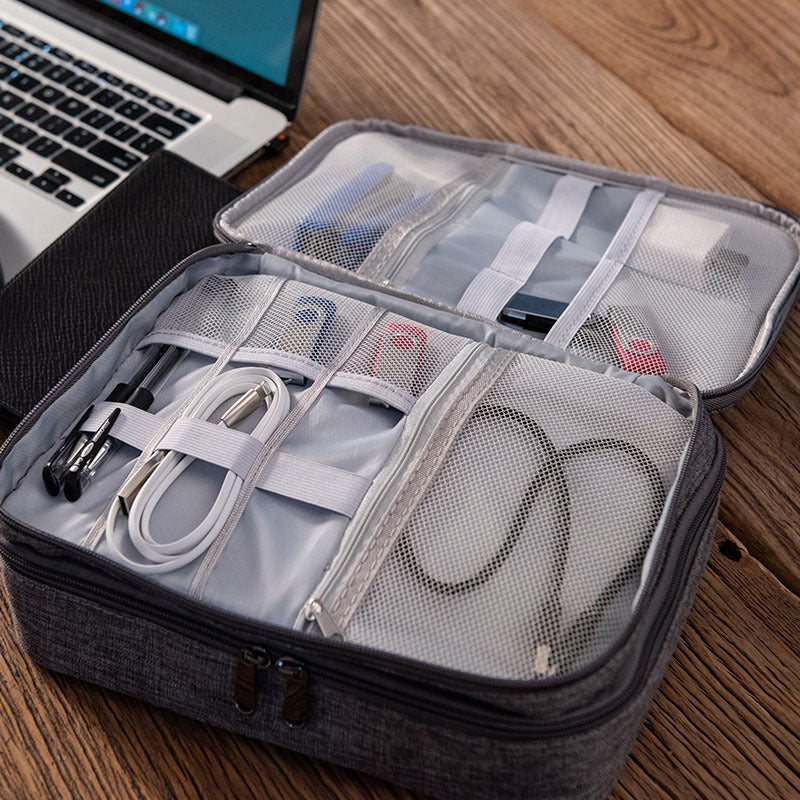 Eco-Friendly Gray Rectangular Cable Organizer Bag