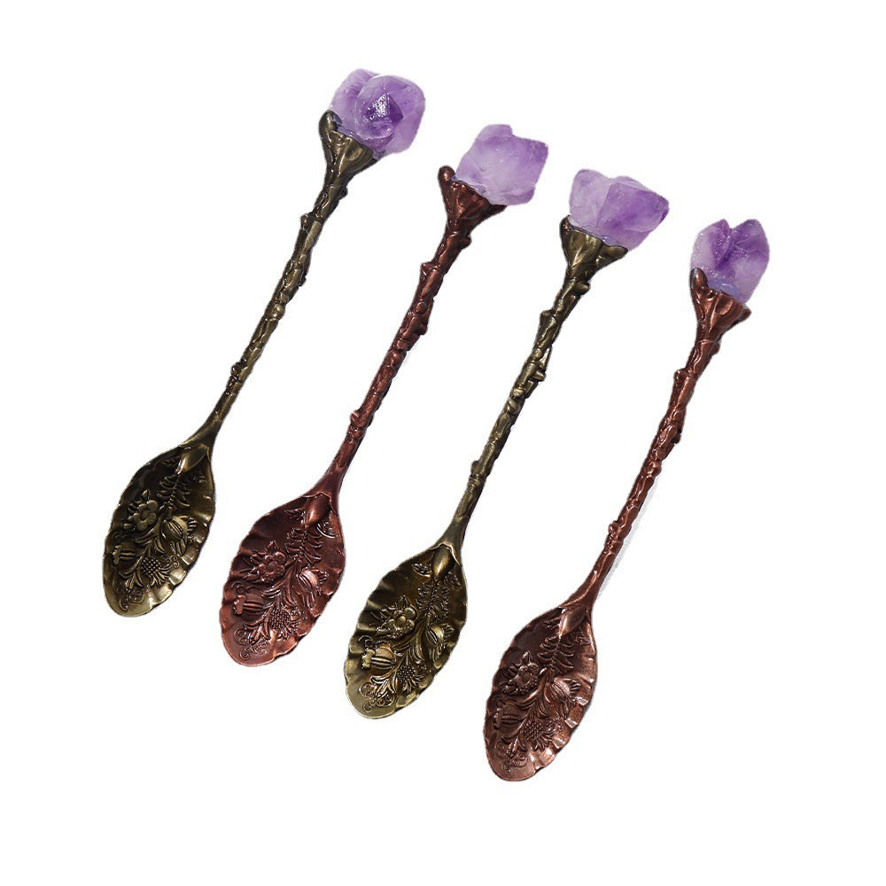 Amethyst Tooth Brass Spoon for Eco-Friendly Oral Care