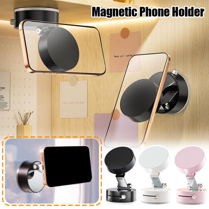 Foldable Magnetic Vacuum Car Phone Holder – Strong Suction Cup, Hands-Free Mount (Black)