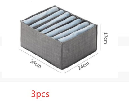 Clothes & Pants Drawer Organizer – 9-Grid Foldable Storage Box (Gray)