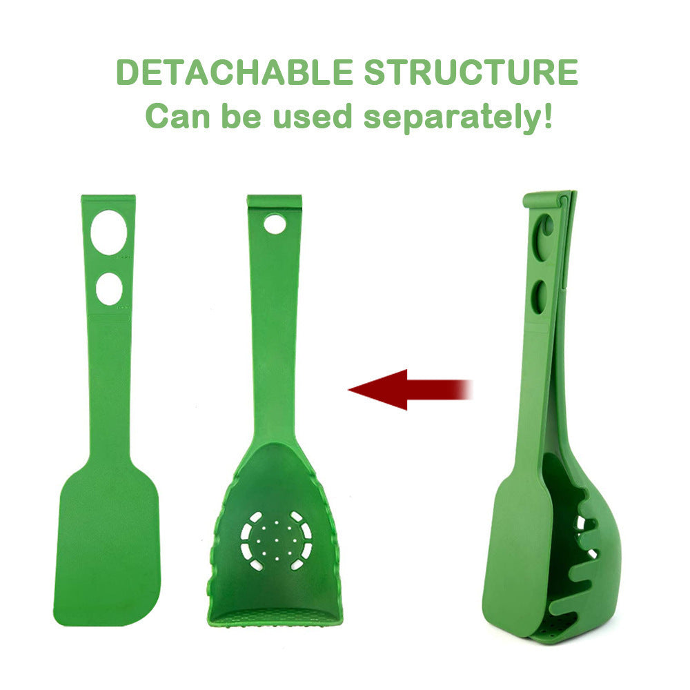 Green Multi-Functional Silicone Kitchen Utensil - Spoon and Tongs Combo