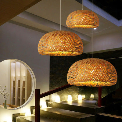 Eco-Friendly Dome-Shaped Bamboo Pendant Light