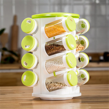 Eco-Friendly Rotating Spice Rack in White and Green