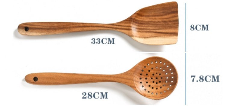 Eco-Friendly Wooden Kitchen Utensils Set - Sustainable & Durable