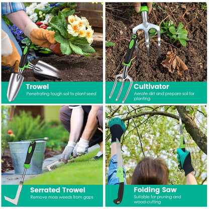 Eco-Friendly Gardening Tool Set with Durable Aluminum Tools and Reusable Bag