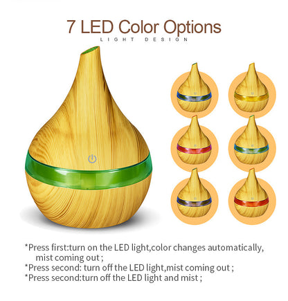 Ultrasonic Teardrop Essential Oil Diffuser with Wood Grain Finish