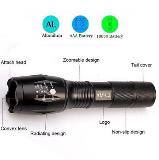 Eco-Friendly Rechargeable Aluminum Flashlight