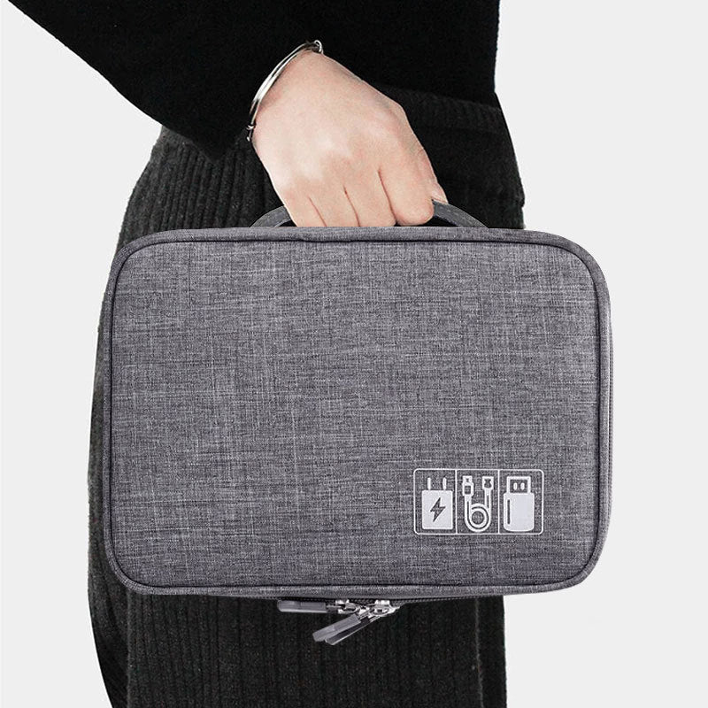 Eco-Friendly Gray Rectangular Cable Organizer Bag