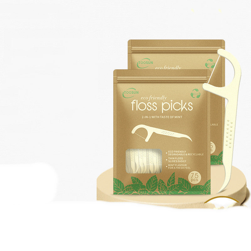 Eco-Friendly Mint Floss Picks - Biodegradable & Plastic-Free Oral Care