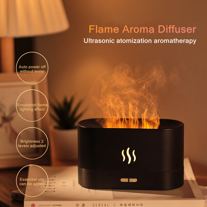 Compact Black Flame Aroma Diffuser - Ultrasonic Aromatherapy Device
