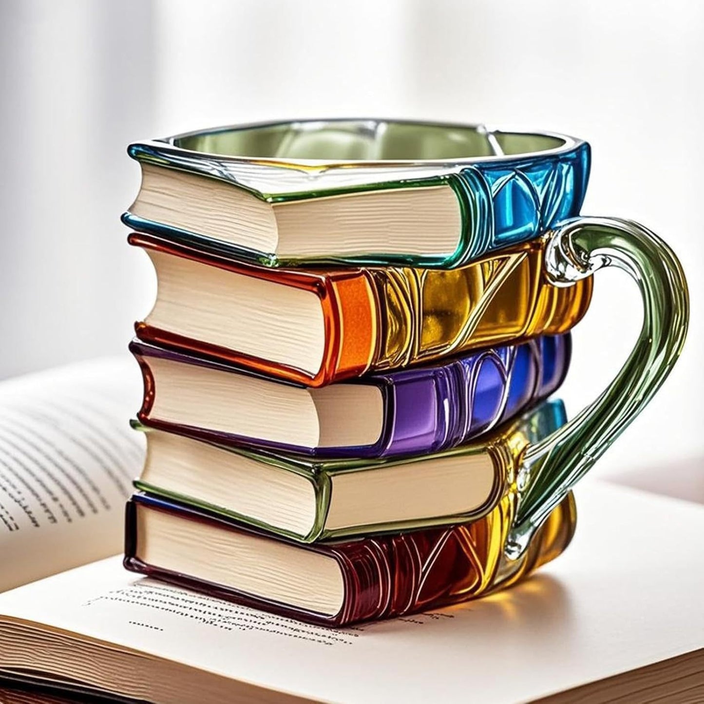 Painted Book Stack Coffee Mug (Resin Novelty Cup)